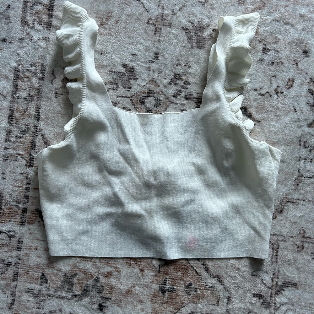 White Ruffled Women's Crop Top
